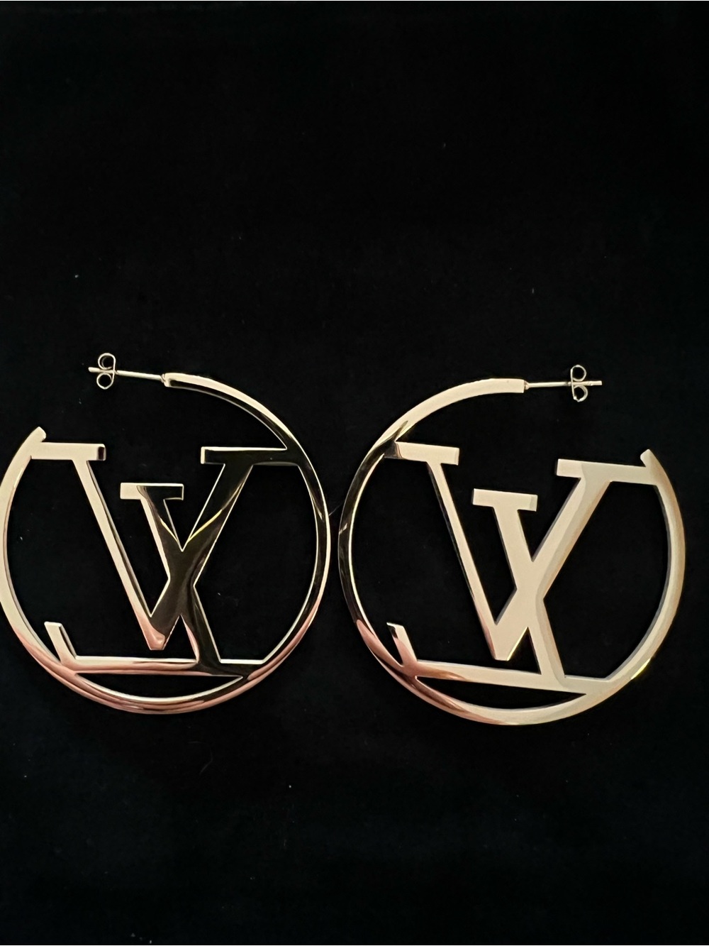 Louis Vuitton Gold Monogram Hoop Earrings